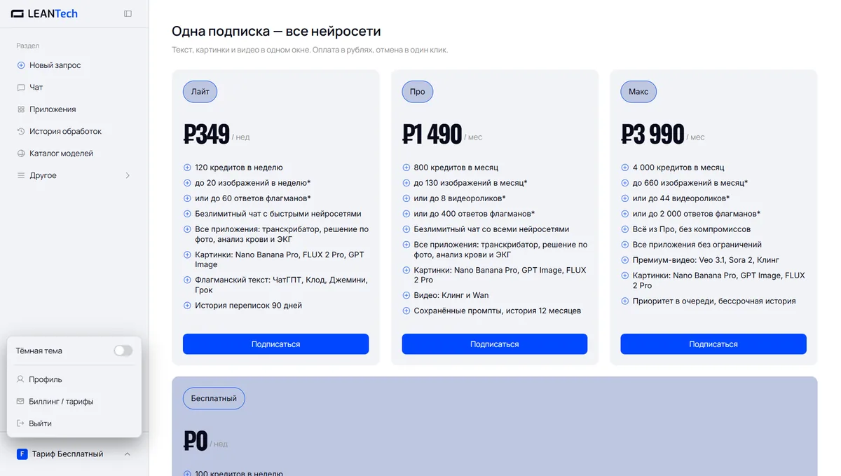 Оплата Nano Banana картой РФ